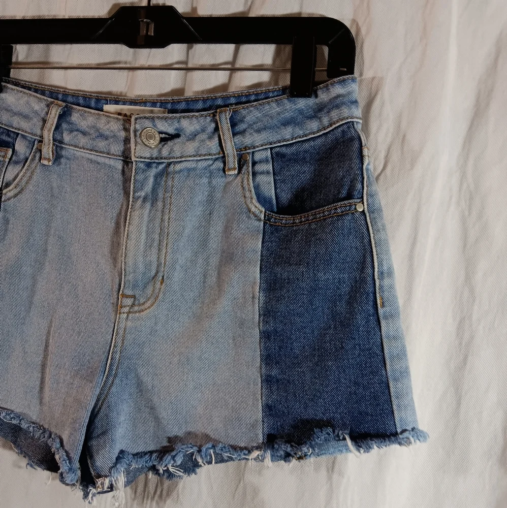 Pacsun Womens 28 Shorts High Rise Blue Jean Patch Denim Boho Festival Hippie